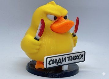 Зла качка &laquo;Сиди тихо&raquo; з двома ножами на панель авто Duck-0010 фото