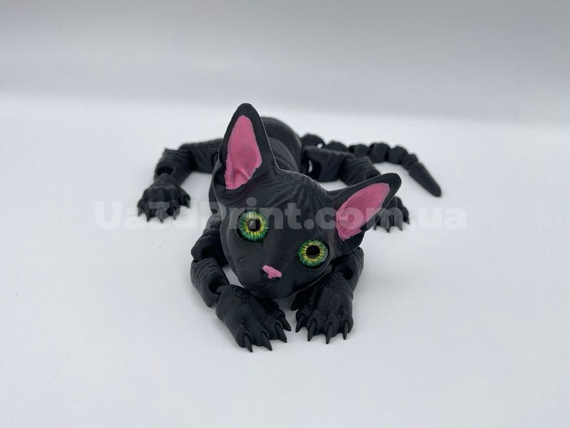 Подвижная игрушка &laquo;Котик Сфинкс&raquo; Черный &ndash; Новая версия, глаза Зеленые CATNEW-003 фото