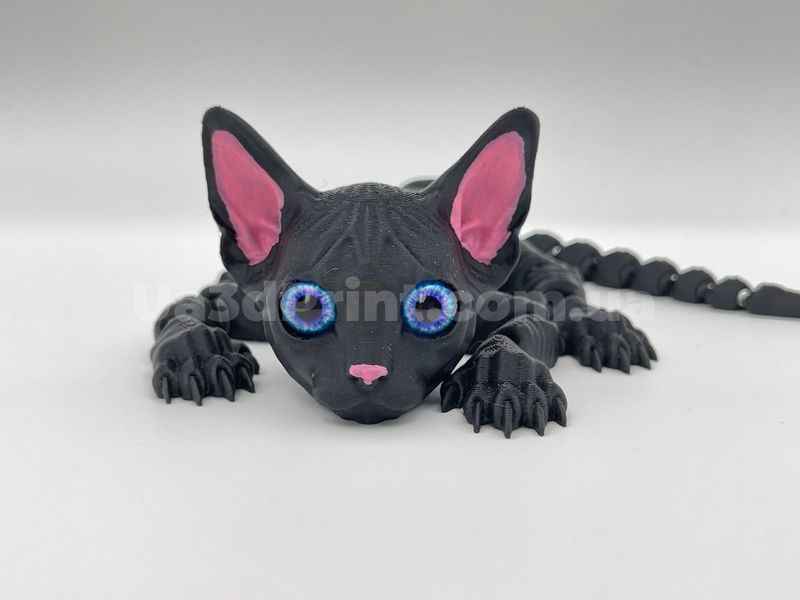 Подвижная игрушка &laquo;Котик Сфинкс&raquo; Черный &ndash; Новая версия, глаза Зеленые CATNEW-003 фото