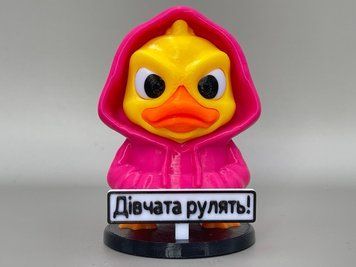 Утка в розовом худи на панель авто с надписью "Дівчата рулять!" HUDDUCK-001 фото