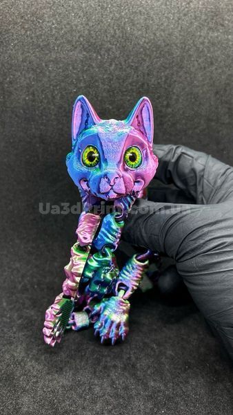 Подвижная игрушка котик Хамелеон, глаза синие, 30 см CATBL-001 фото