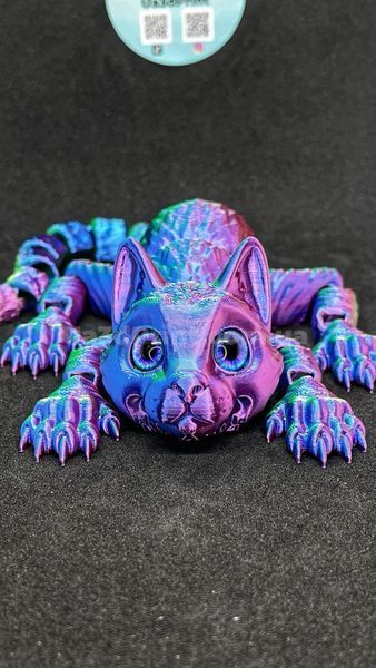 Подвижная игрушка котик Хамелеон, глаза синие, 30 см CATBL-001 фото