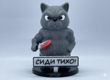 Злий кіт з ножем &laquo;Сиди тихо&raquo; версія 2 &ndash; фігурка на панель авто  CATAU-002 фото