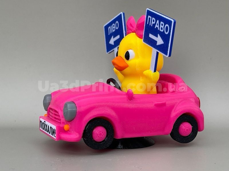 Качка-дівчинка в рожевому авто &laquo;Ліво-Право&raquo; на торпеду DUCKAUTO-001 фото