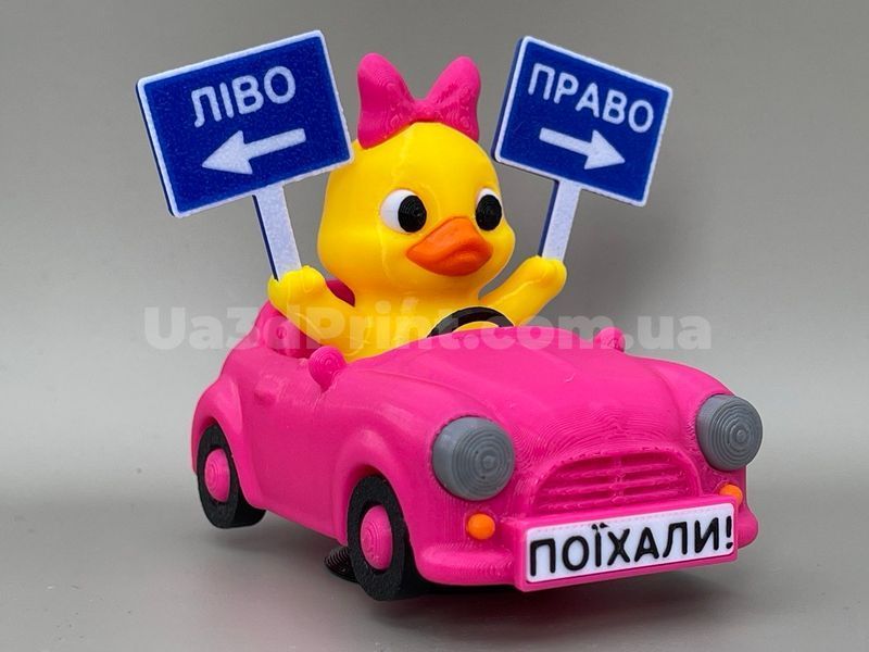 Качка-дівчинка в рожевому авто &laquo;Ліво-Право&raquo; на торпеду DUCKAUTO-001 фото