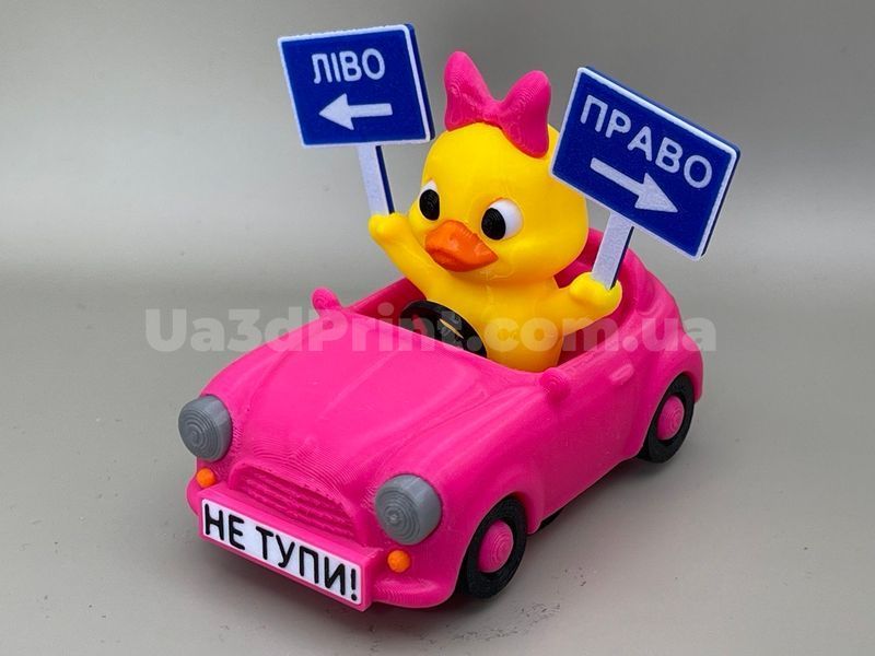 Качка-дівчинка в рожевому авто &laquo;Ліво-Право&raquo; на торпеду DUCKAUTO-001 фото