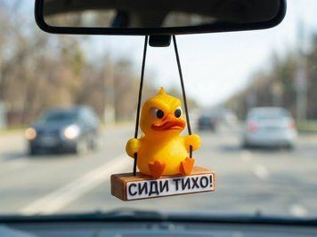 Качка на гойдалці на дзеркало з написом на вибір DUCKCACH-001 фото